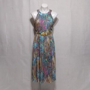 Tommy Hilfiger Jaipur Paisley Halter Midi Dress M Flowing Boho Summer Party Chic